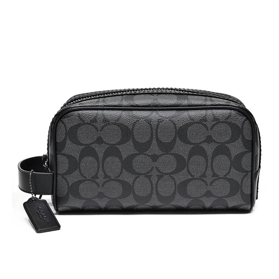Túi Cầm Tay Nam Coach Small Travel Kit In Signature Canvas 2515 Màu Đen Xám